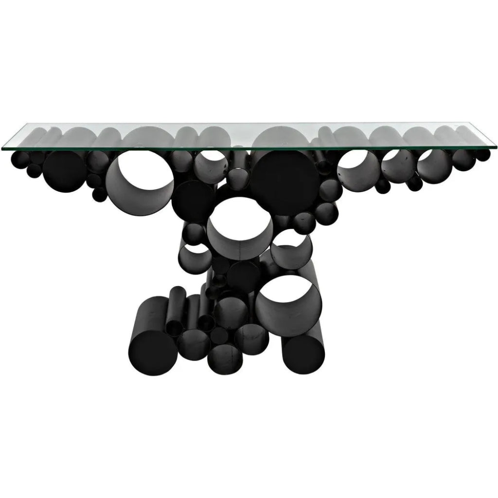 Paradox Console, Black Steel with Glass Top - LOOMLAN - Noir - Console Tables