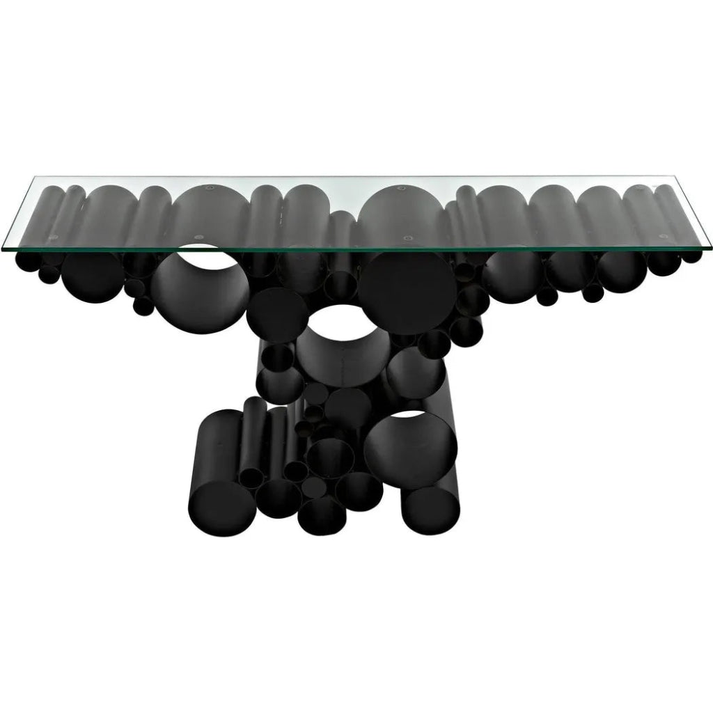 Paradox Console, Black Steel with Glass Top - LOOMLAN - Noir - Console Tables