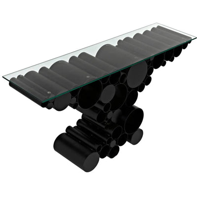 Paradox Console, Black Steel with Glass Top - LOOMLAN - Noir - Console Tables