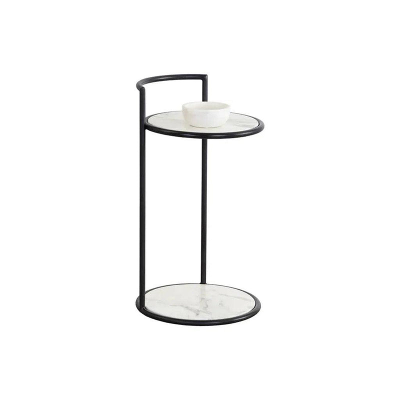 Parga Steel d Concrete Outdoor Round End Table - LOOMLAN - SUNPAN - Outdoor Side Tables