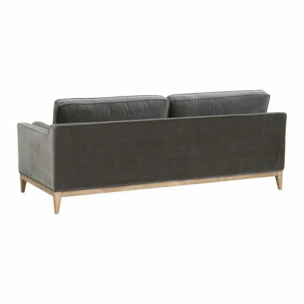 Parker 86" Post Modern Sofa Gray Velvet Natural Oak - LOOMLAN - Essentials For Living - Sofas & Loveseats