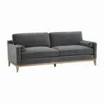 Parker 86" Post Modern Sofa Gray Velvet Natural Oak - LOOMLAN - Essentials For Living - Sofas & Loveseats