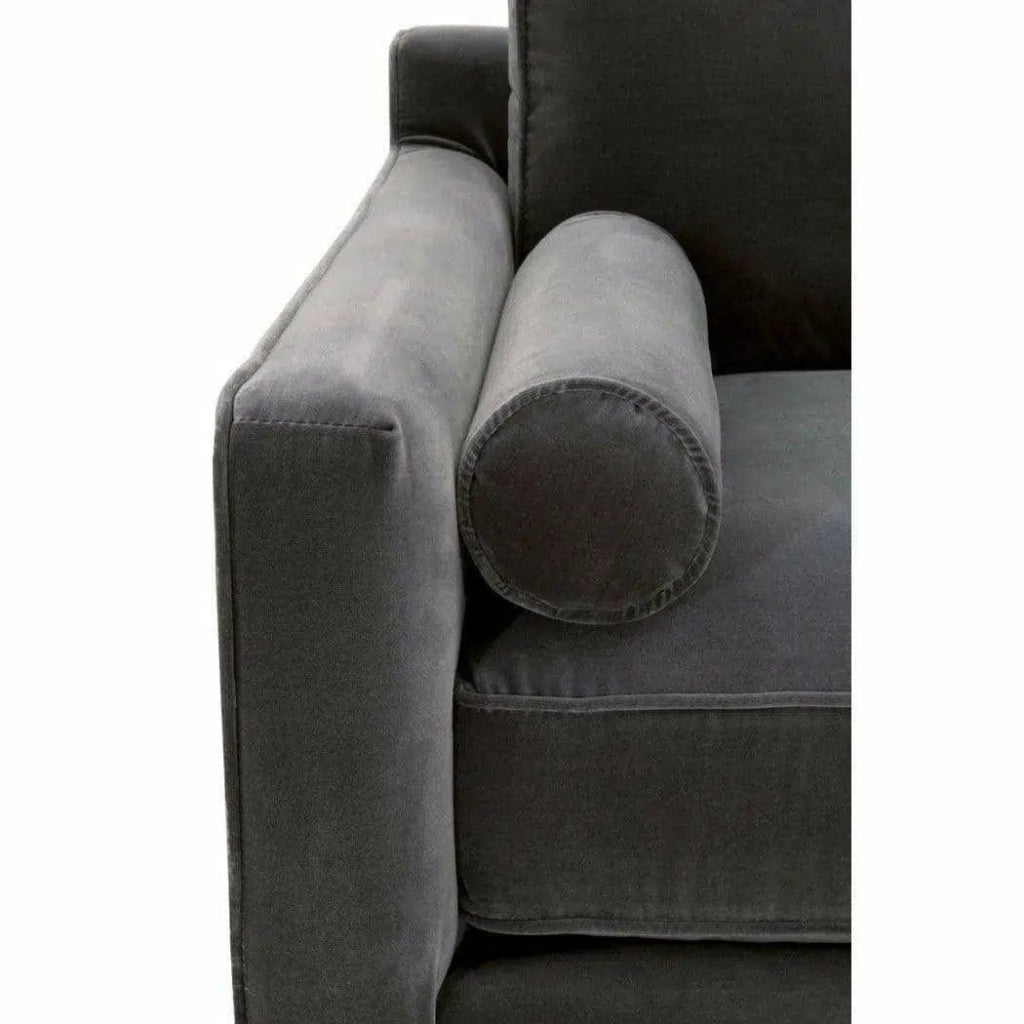 Parker Post Modern Sofa Chair Gray Velvet Natural Oak - LOOMLAN - Essentials For Living - Club Chairs