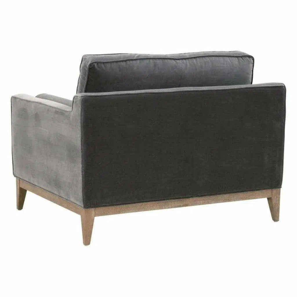 Parker Post Modern Sofa Chair Gray Velvet Natural Oak - LOOMLAN - Essentials For Living - Club Chairs