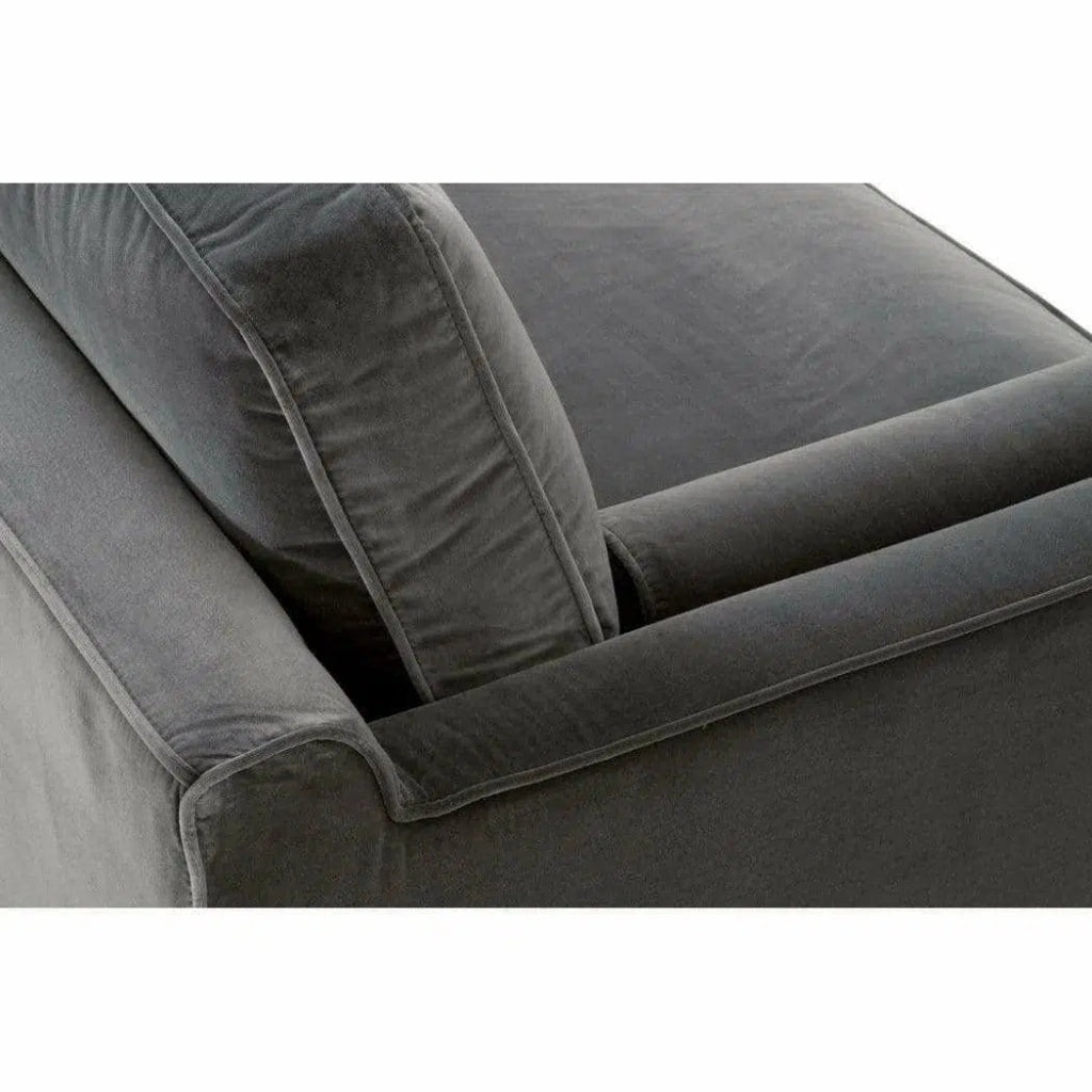 Parker Post Modern Sofa Chair Gray Velvet Natural Oak - LOOMLAN - Essentials For Living - Club Chairs