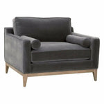 Parker Post Modern Sofa Chair Gray Velvet Natural Oak - LOOMLAN - Essentials For Living - Club Chairs