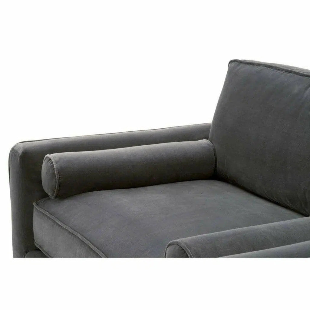 Parker Post Modern Sofa Chair Gray Velvet Natural Oak - LOOMLAN - Essentials For Living - Club Chairs