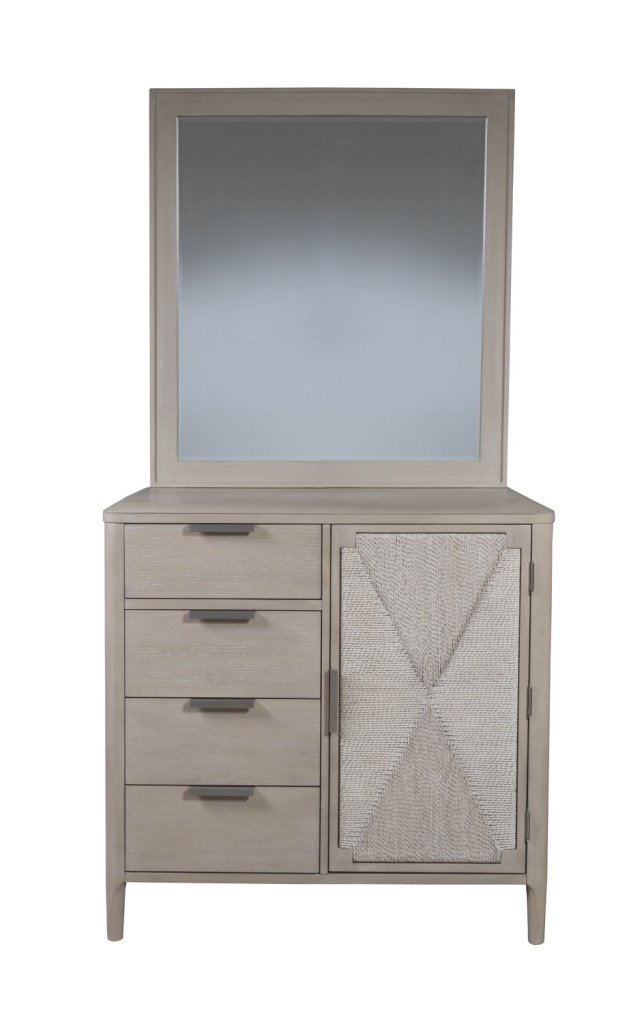 Pearl Asymmetrical Door Chest and Landscape Mirror - LOOMLAN - Palmetto Home - Chests