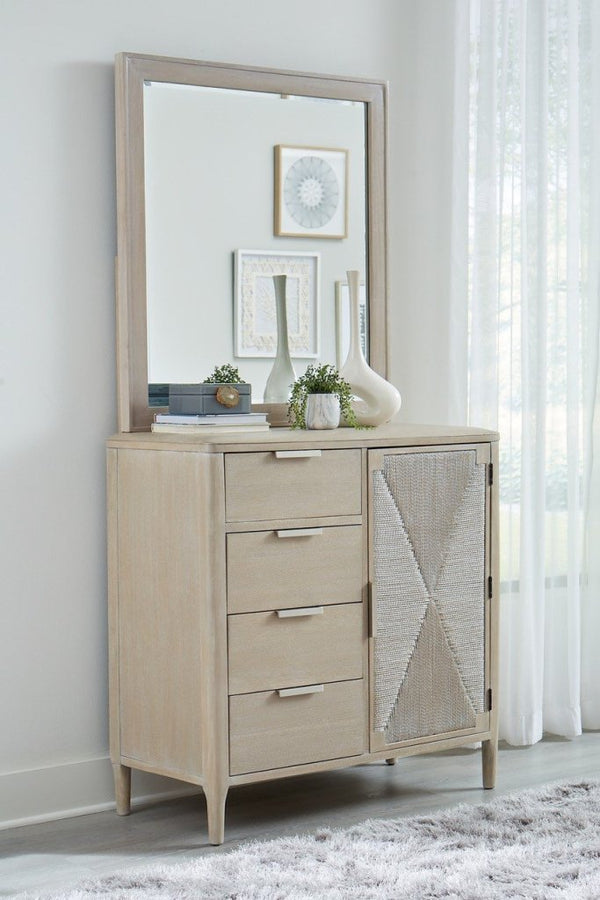 Pearl Asymmetrical Door Chest and Landscape Mirror - LOOMLAN - Palmetto Home - Chests