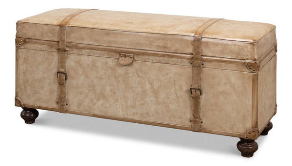 Pearl Leather Bedroom Bench - LOOMLAN - Sarreid - Bedroom Benches