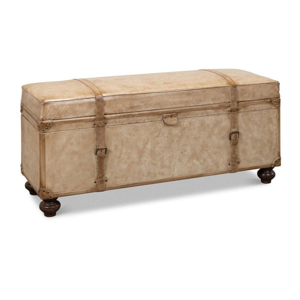 Pearl Leather Bedroom Bench - LOOMLAN - Sarreid - Bedroom Benches