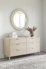 Pearl Six Drawer Dresser and Woven Round Mirror - LOOMLAN - Palmetto Home - Dressers