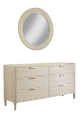 Pearl Six Drawer Dresser and Woven Round Mirror - LOOMLAN - Palmetto Home - Dressers