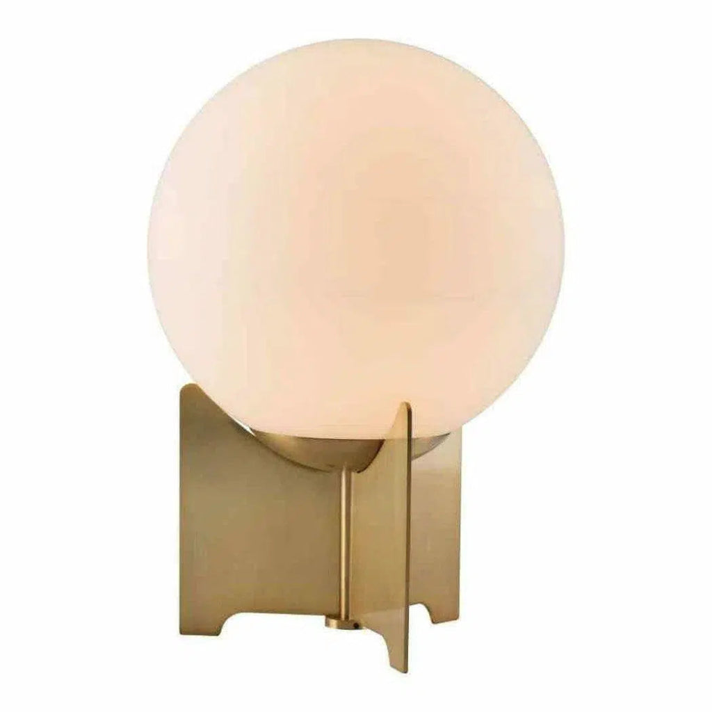 Pearl Table Lamp White & Brushed Brass - LOOMLAN - Zuo Modern - Table Lamps