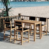 Pearl Teak Patio Counter Height Dining Set 5PC - LOOMLAN - HiTeak - Outdoor Dining Sets