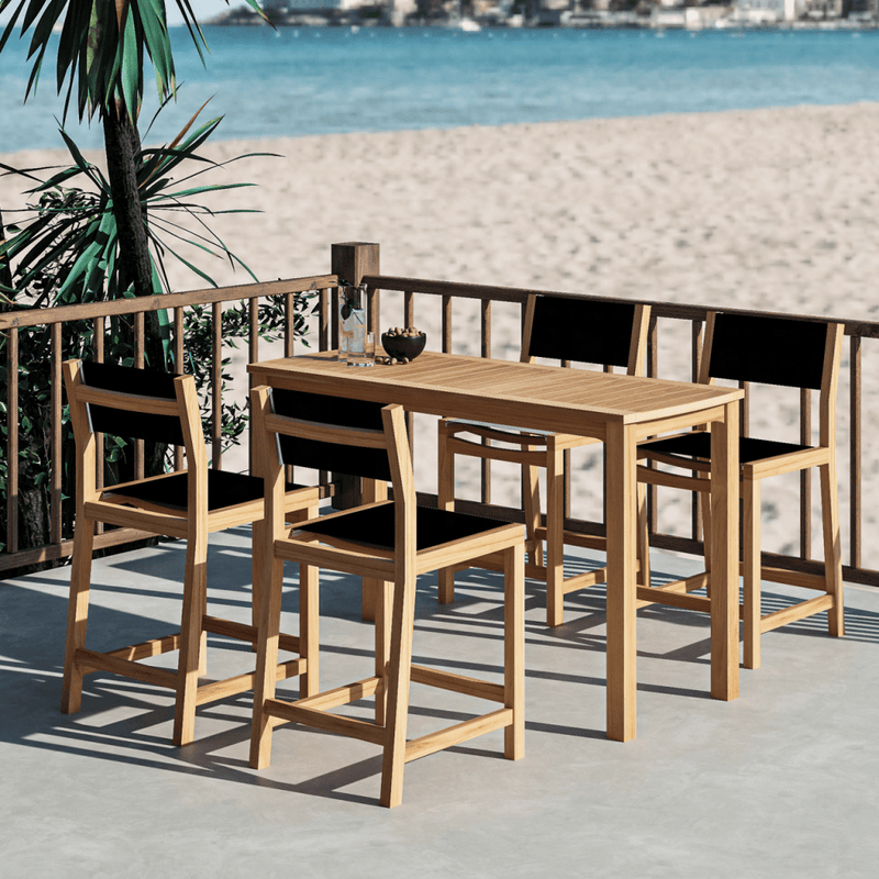 Pearl Teak Patio Counter Height Dining Set 5PC - LOOMLAN - HiTeak - Outdoor Dining Sets