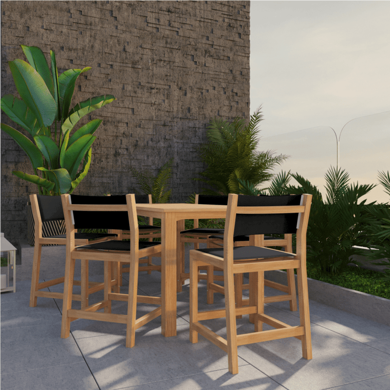 Pearl Teak Patio Counter Height Dining Set 7PC - LOOMLAN - HiTeak - Outdoor Dining Sets