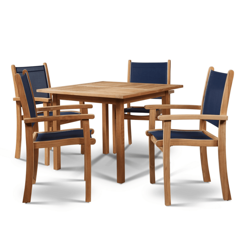 Pearl Teak Patio Square Dining Set 5PC - LOOMLAN - HiTeak - Outdoor Dining Sets