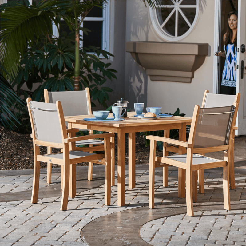Pearl Teak Patio Square Dining Set 5PC - LOOMLAN - HiTeak - Outdoor Dining Sets