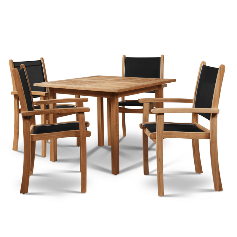 Pearl Teak Patio Square Dining Set 5PC - LOOMLAN - HiTeak - Outdoor Dining Sets