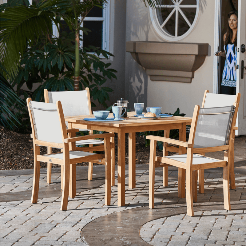 Pearl Teak Patio Square Dining Set 5PC - LOOMLAN - HiTeak - Outdoor Dining Sets
