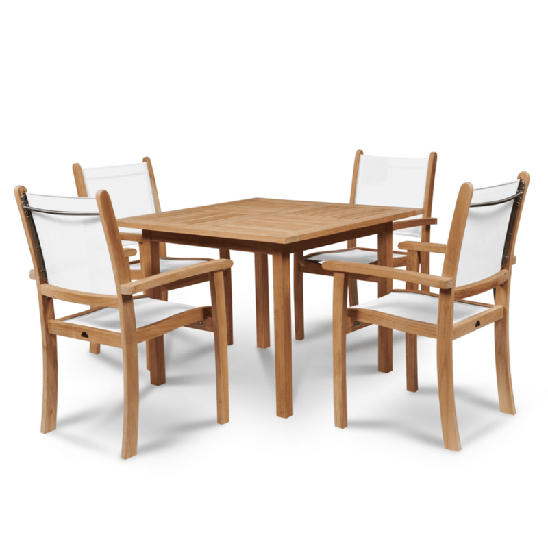 Pearl Teak Patio Square Dining Set 5PC - LOOMLAN - HiTeak - Outdoor Dining Sets