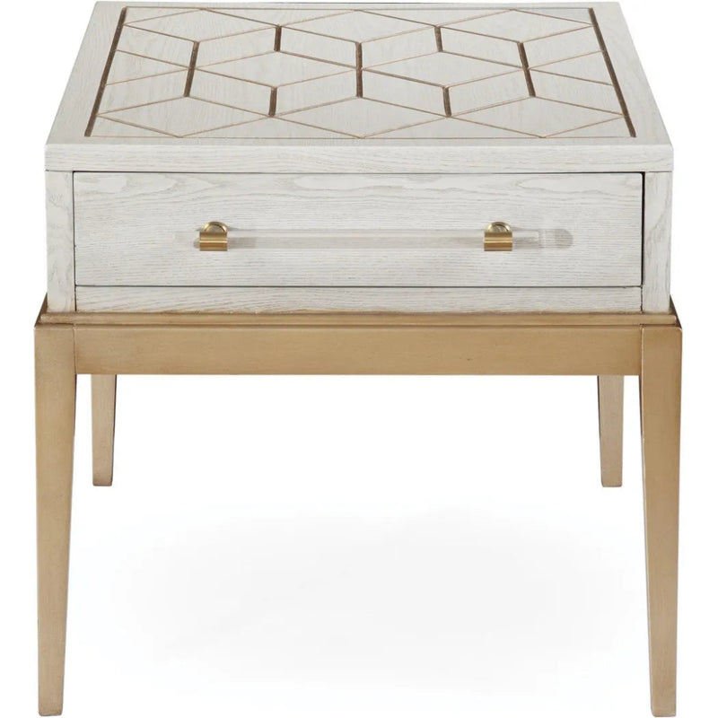 Perrine Wood White Square End Table - LOOMLAN - Bassett Mirror - Side Tables