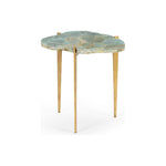 Philippine Malachite Iron Base Side Table - LOOMLAN - Chelsea House - Side Tables