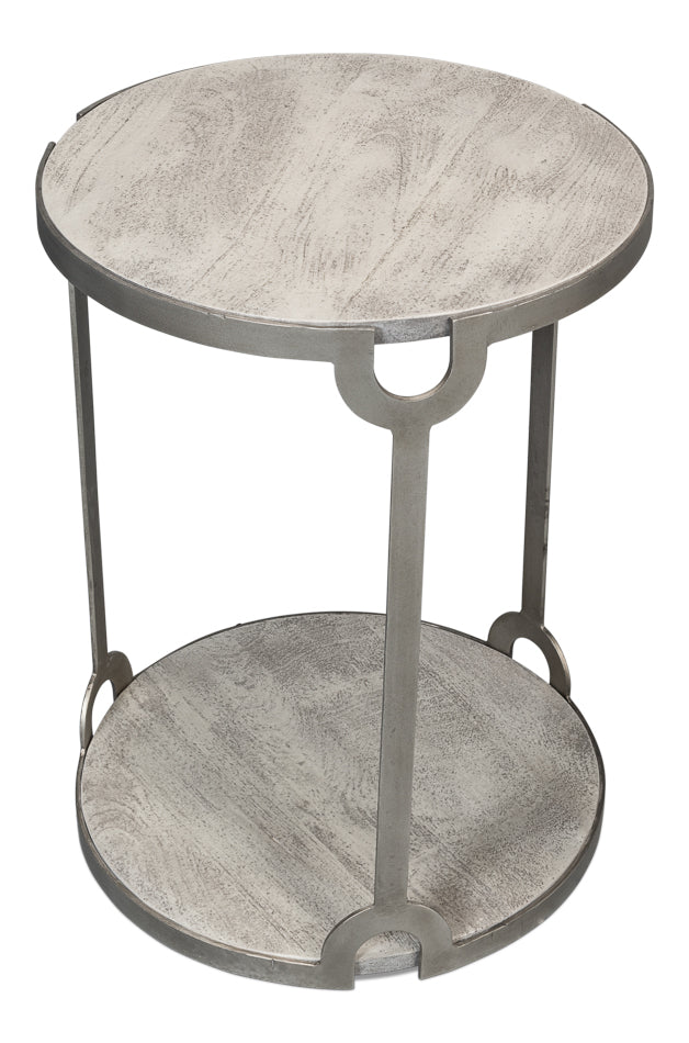 Phin Wood Top Round End Table - LOOMLAN - Sarreid - Side Tables