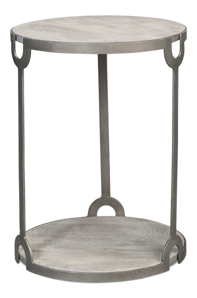 Phin Wood Top Round End Table - LOOMLAN - Sarreid - Side Tables