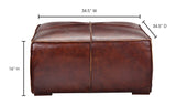 34.5 Inch Ottoman Dark Brown Leather