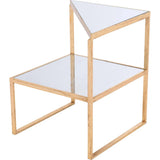 Planes Side Table Gold & Mirror - LOOMLAN - Zuo Modern - Side Tables