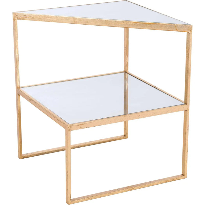 Planes Side Table Gold & Mirror - LOOMLAN - Zuo Modern - Side Tables