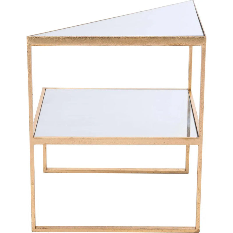 Planes Side Table Gold & Mirror - LOOMLAN - Zuo Modern - Side Tables