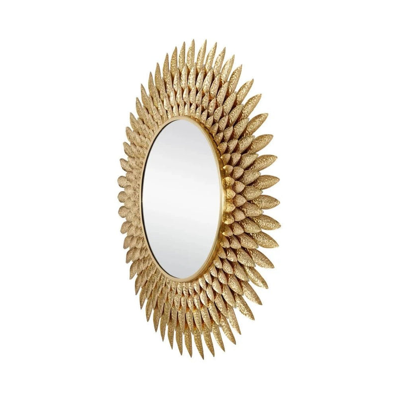Plume Wood Framed Round Wall Mirror - LOOMLAN - Currey & Co - Wall Mirrors