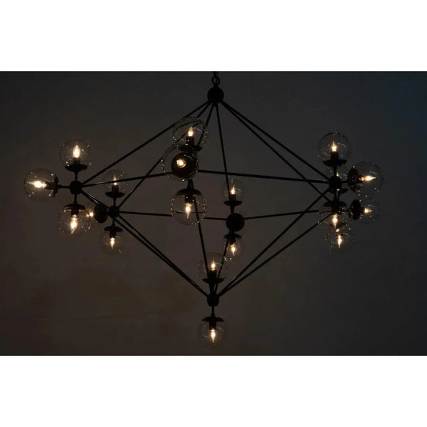 Pluto Black Steel and Glass Large Chandelier - LOOMLAN - Noir - Chandeliers