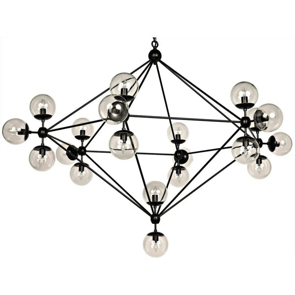 Pluto Black Steel and Glass Large Chandelier - LOOMLAN - Noir - Chandeliers