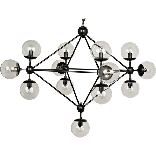 Pluto Black Steel and Glass Small Chandelier - LOOMLAN - Noir - Chandeliers