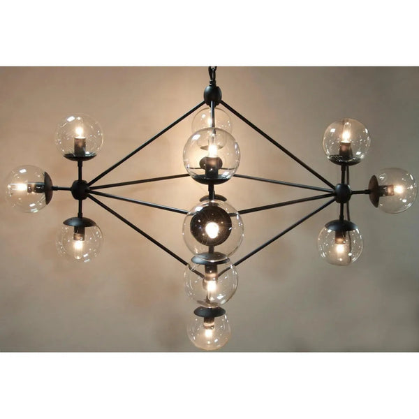 Pluto Black Steel and Glass Small Chandelier - LOOMLAN - Noir - Chandeliers