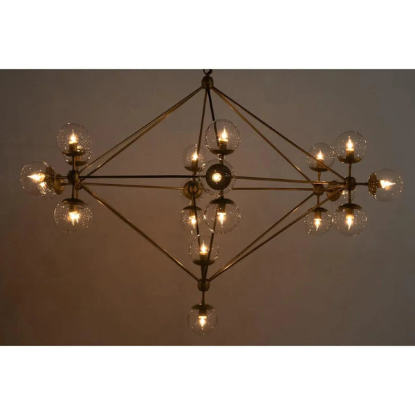 Pluto Metal & Glass Large Chandelier Brass - LOOMLAN - Noir - Chandeliers