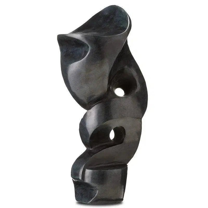 Polished Gray Roland Abstract Sculpture - LOOMLAN - Currey & Co - Statues & Sculptures