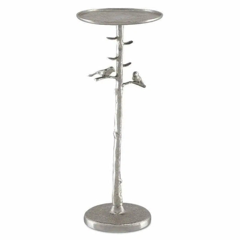 Polished Nickel Piaf Silver Drinks Table - LOOMLAN - Currey & Co - Side Tables