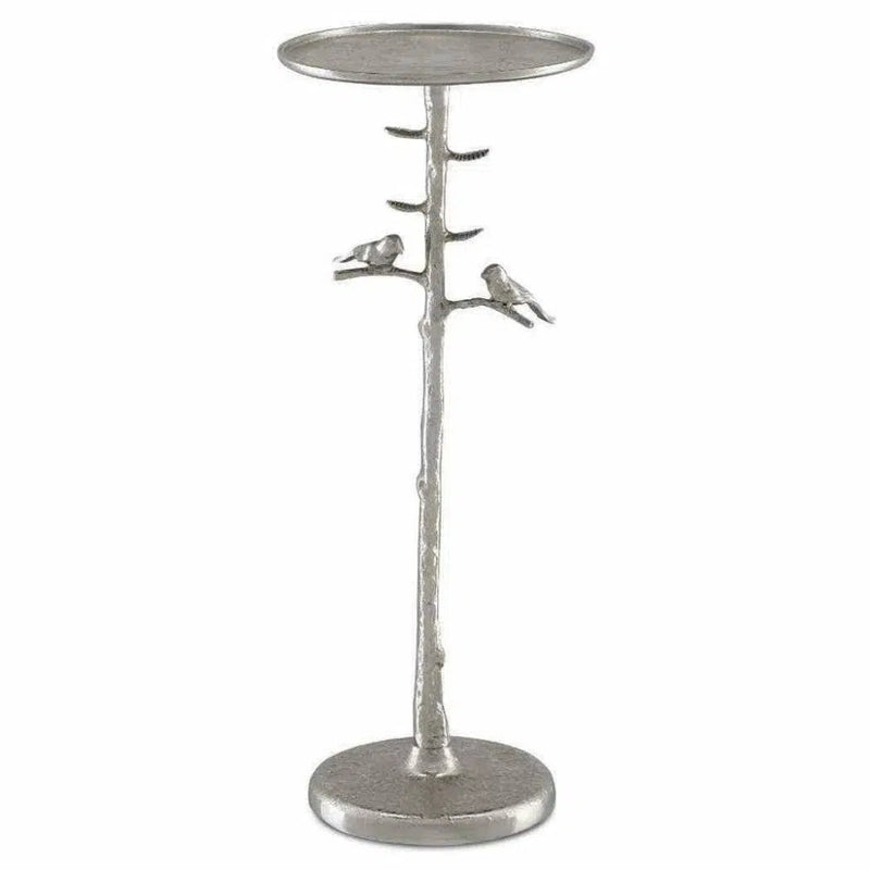 Polished Nickel Piaf Silver Drinks Table - LOOMLAN - Currey & Co - Side Tables