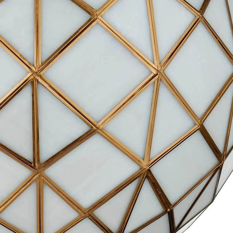 Polyhedron Modern Brass Finish Glass Pendant - LOOMLAN - Currey & Co - Pendants
