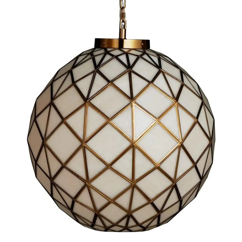 Polyhedron Modern Brass Finish Glass Pendant - LOOMLAN - Currey & Co - Pendants