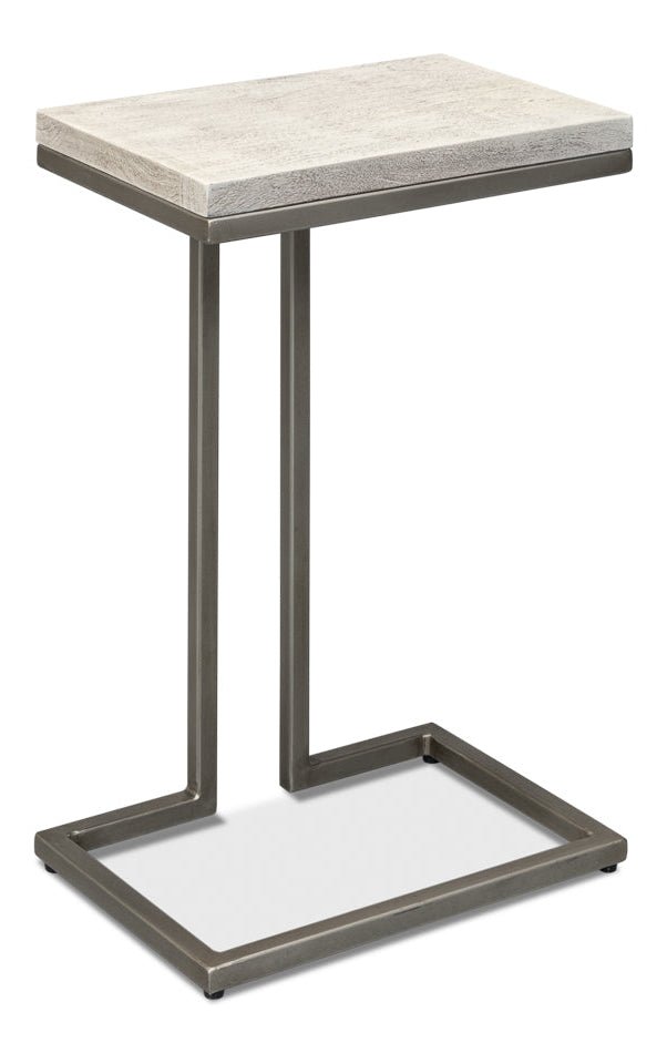 Ponie Iron Framed Rectangular End Table - LOOMLAN - Sarreid - Side Tables