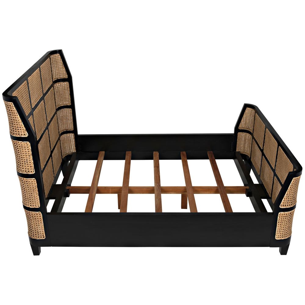 Porto Wooden Hand Rubbed Black Queen Bed - LOOMLAN - Beds