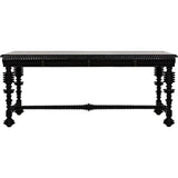 Portuguese Black Dining Table Carved Wood - LOOMLAN - Noir - Dining Tables