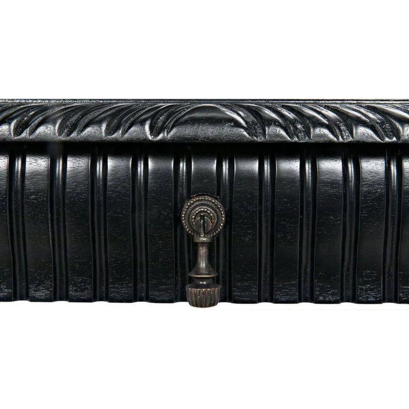 Portuguese Black Dining Table Carved Wood - LOOMLAN - Noir - Dining Tables
