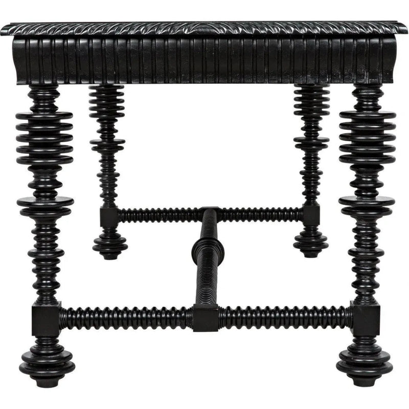 Portuguese Black Dining Table Carved Wood - LOOMLAN - Noir - Dining Tables